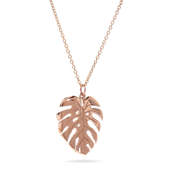 Rose Gold Monstera Leaf Pendant