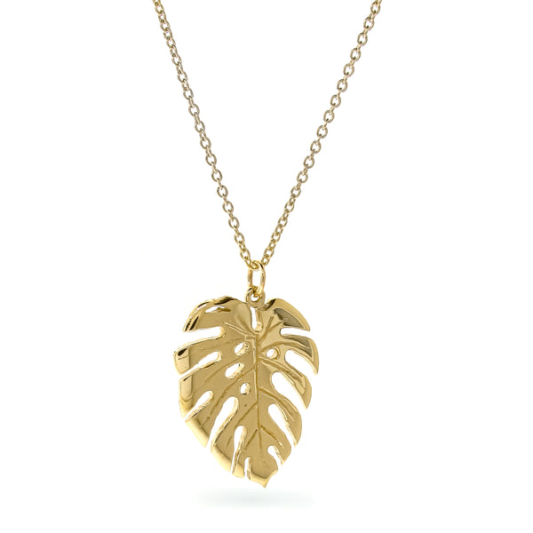 Yellow Gold Monstera Leaf Pendant