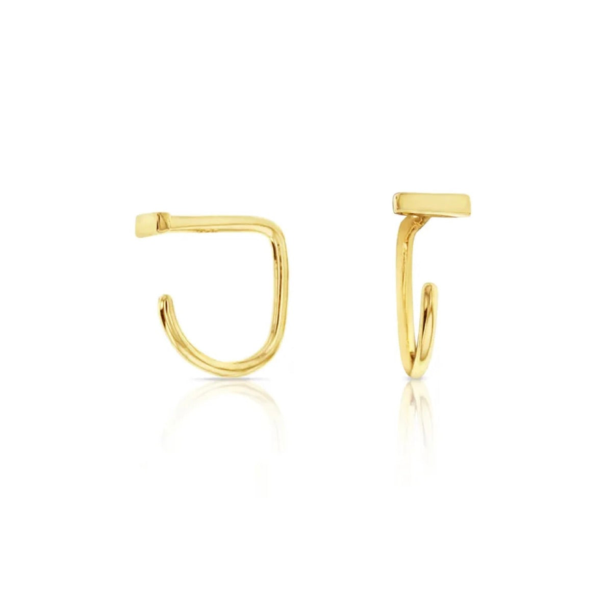 Yellow Gold Bar Wrap Around Earrings