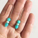 Rose Gold Triple Amazonite Drop Earrings