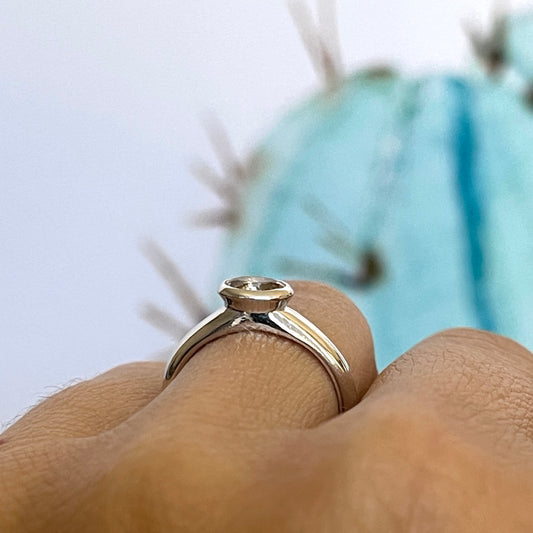 White Gold Morganite Oval Simplicity Ring