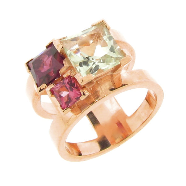 Rose gold Cubic Trinity Ring