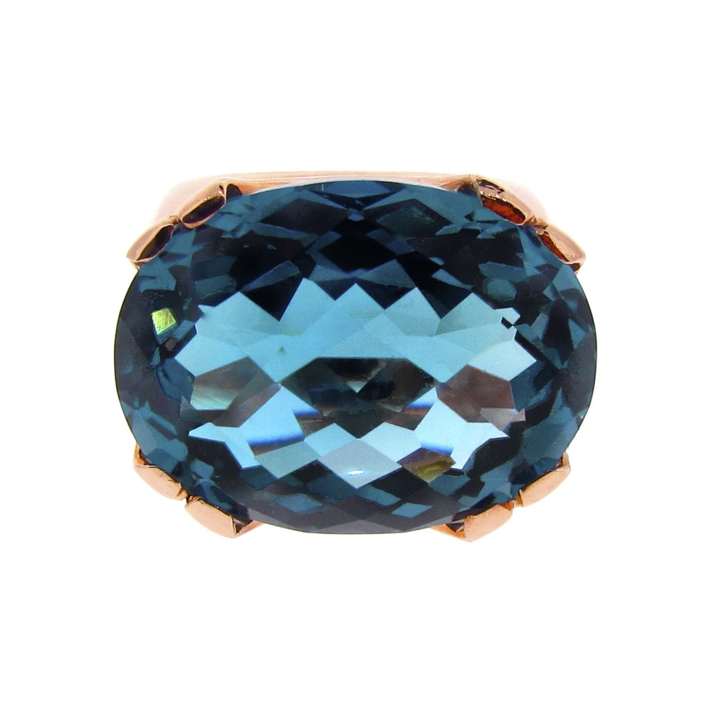 Rose Gold  London Blue Topaz Crown Cocktail Ring