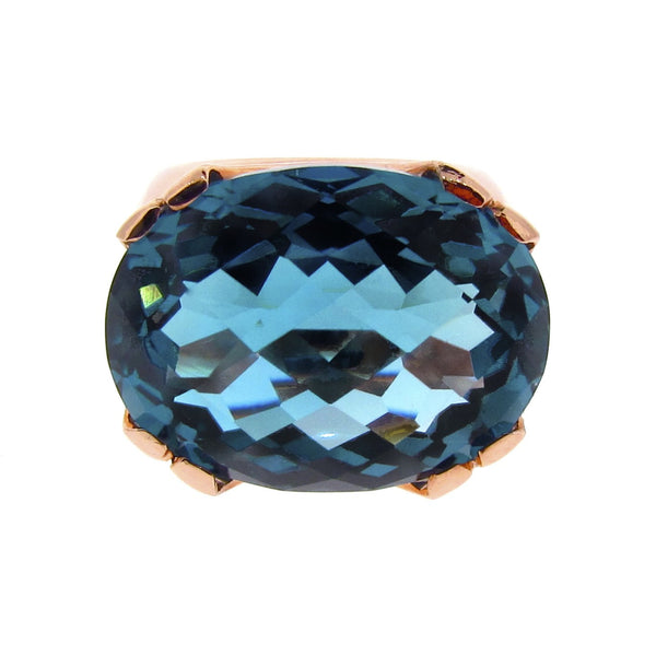 Rose Gold  London Blue Topaz Crown Cocktail Ring