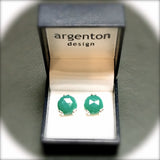 Silver Large 'Era' Green Onyx earstuds