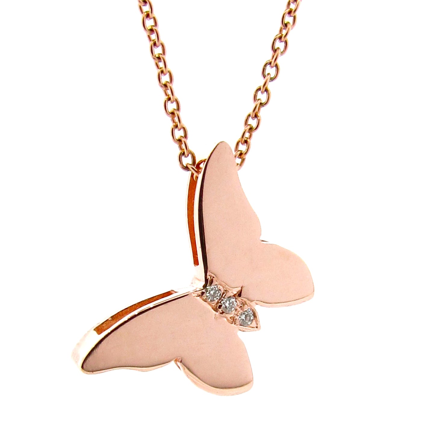 Rose Gold and Diamond Butterfly Pendant