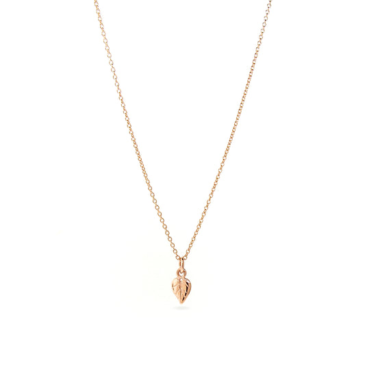 Rose Gold Small Heart Leaf Pendant