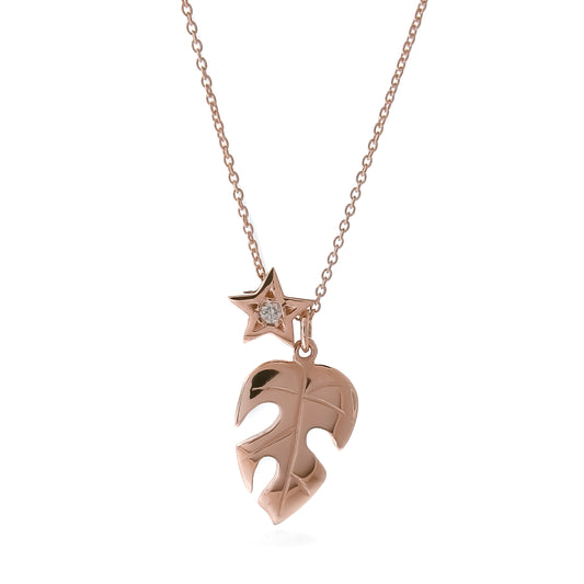 Rose Gold Mini Monstera Leaf Pendant