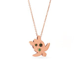 Rose Gold Green Tourmaline Turtle Pendant