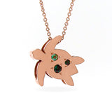 Rose Gold Green Tourmaline Turtle Pendant