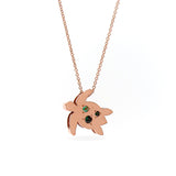 Rose Gold Green Tourmaline Turtle Pendant