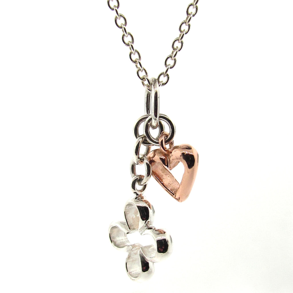 Silver and Rose Gold 'Luck and Love' pendant