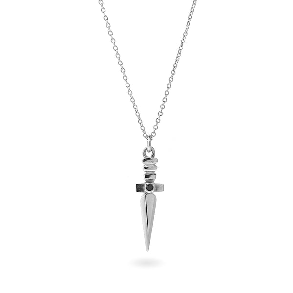 White Gold Diamond Dagger Pendant Charm