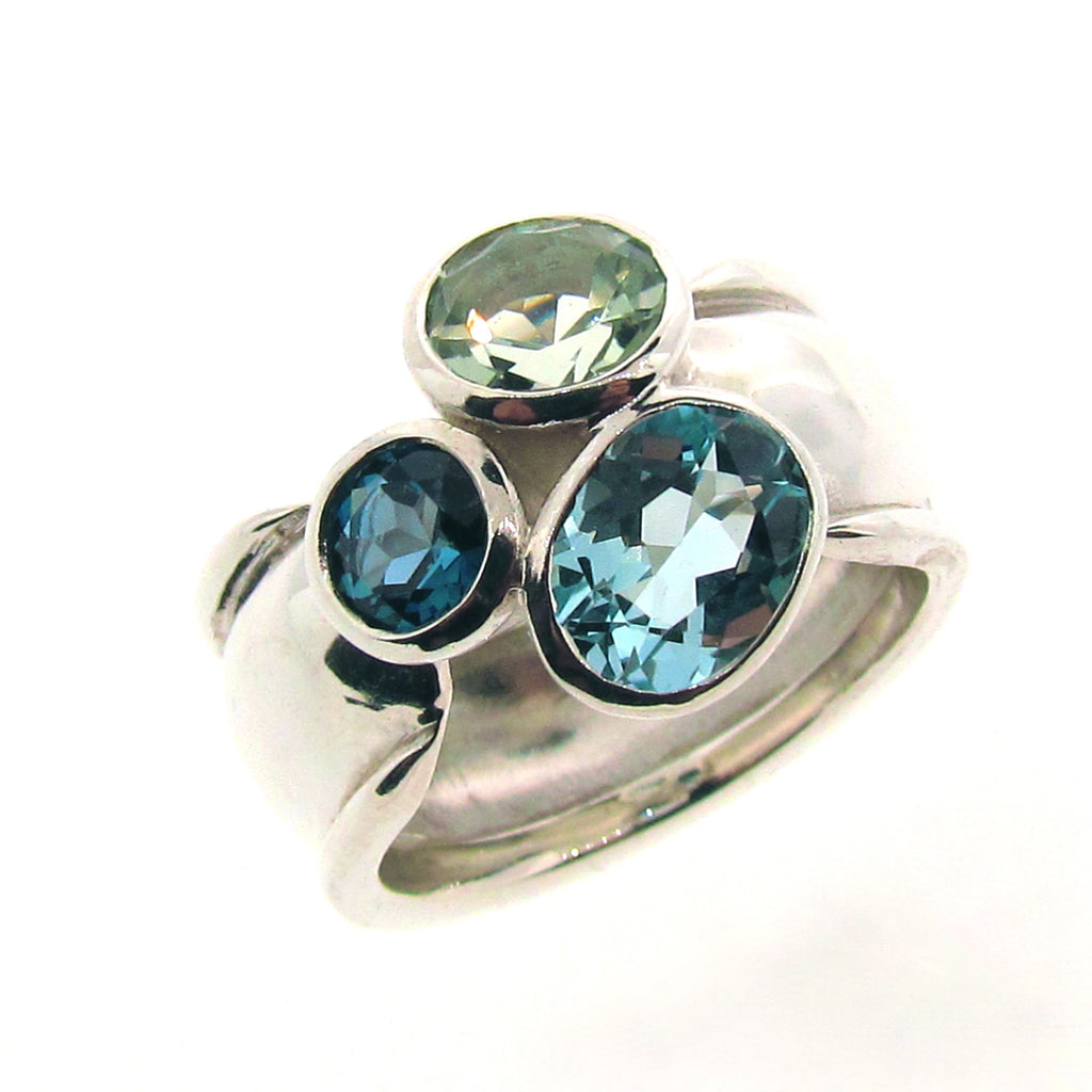 Sterling Silver Ocean 'Trinity' Ring