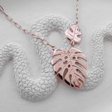 Rose Gold Large and Mini Monstera Leaf Necklace