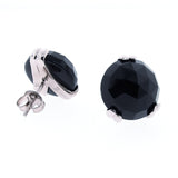 Silver Large 'Era' Onyx earstuds