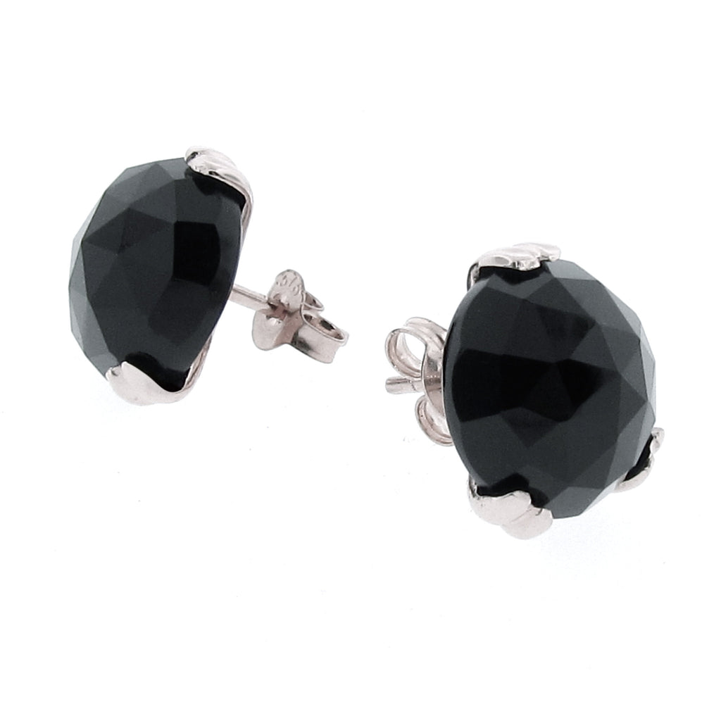 Silver Large 'Era' Onyx earstuds