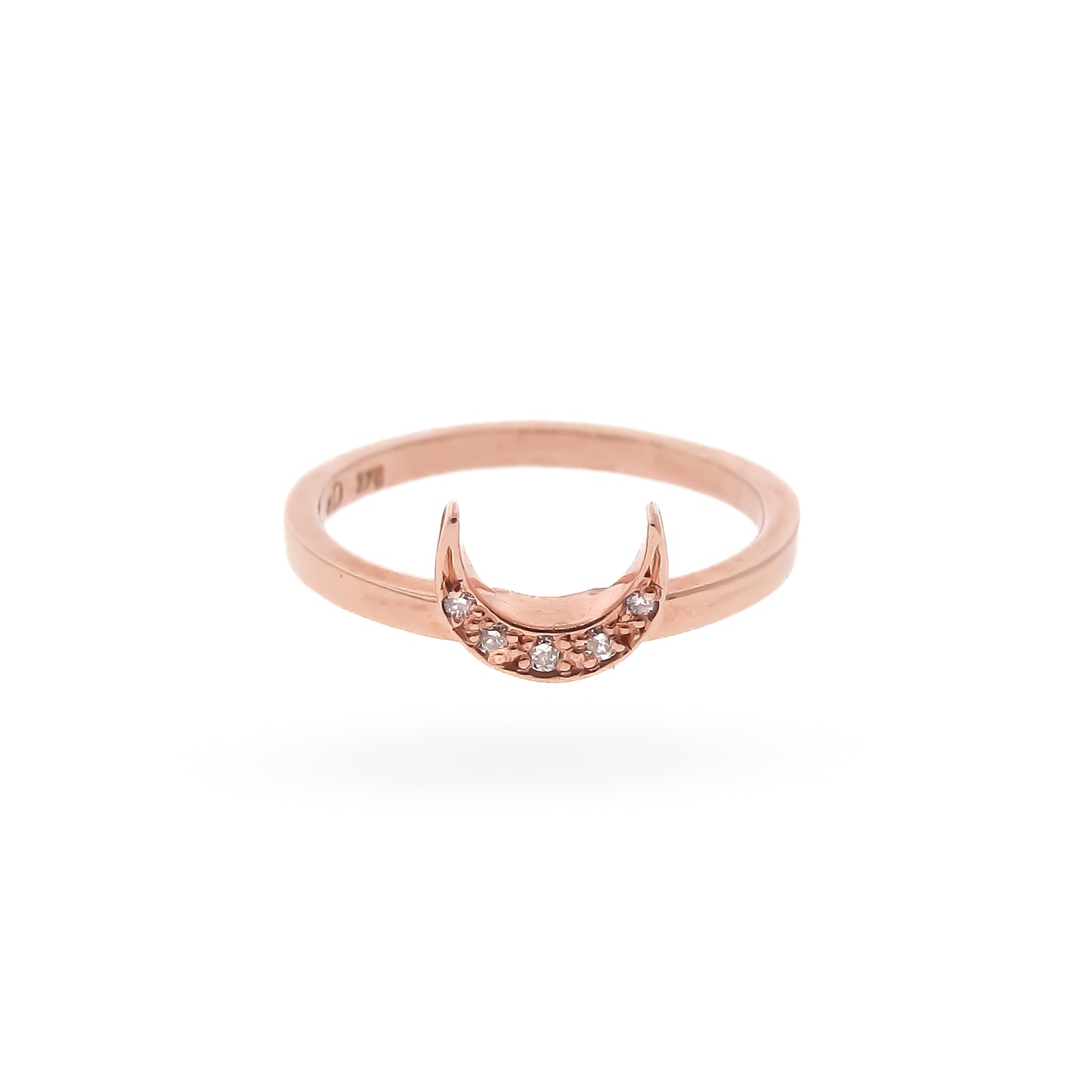 Rose Gold Diamond Crescent Moon ring 2 choices