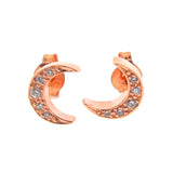 Rose Gold Diamond 'Moon' Stud Earrings
