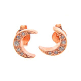 Rose Gold Diamond 'Moon' Stud Earrings