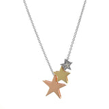 White, Rose & Yellow Gold Diamond '3 Stars' Necklace