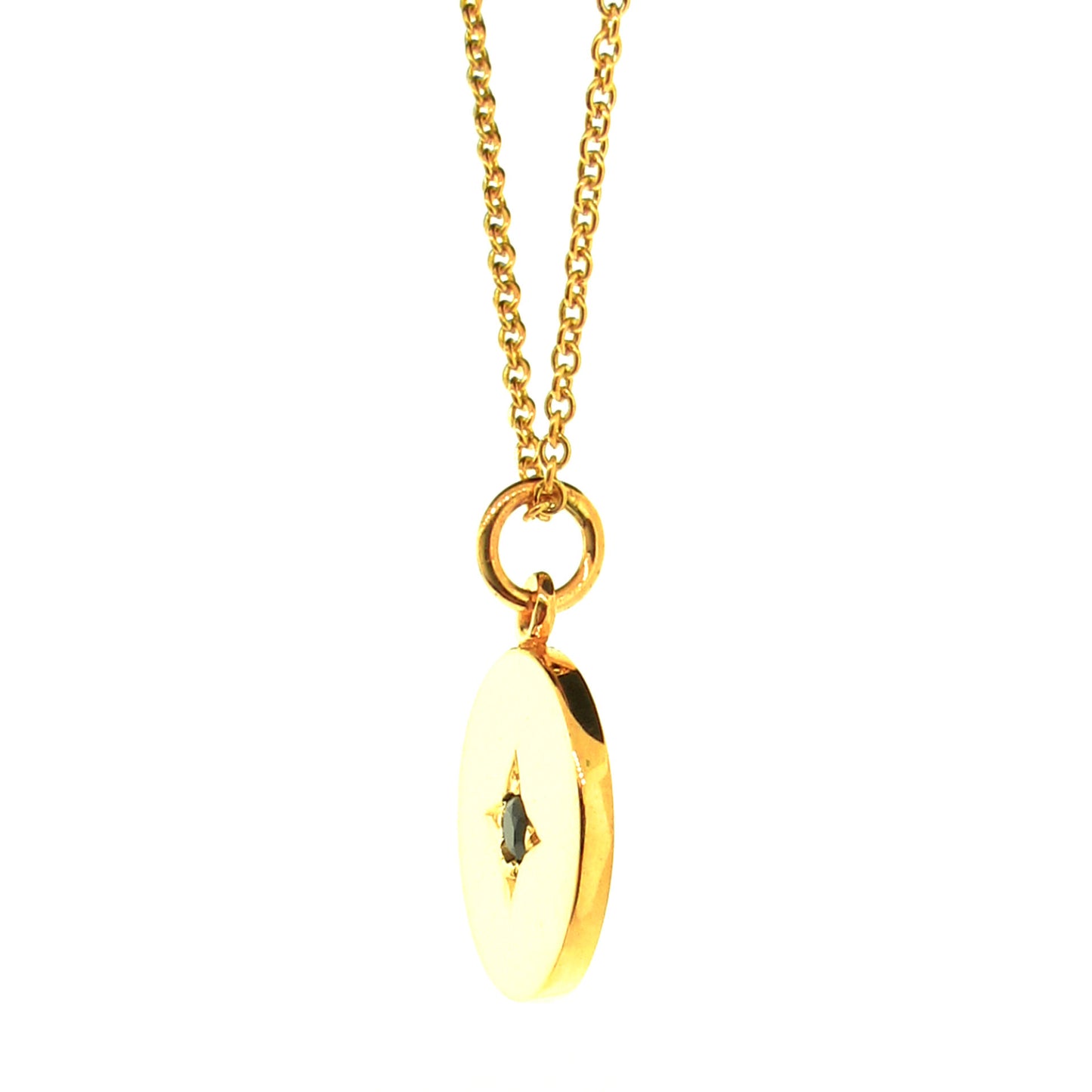 Yellow Gold Black Spinel Medium Eclipse Pendant