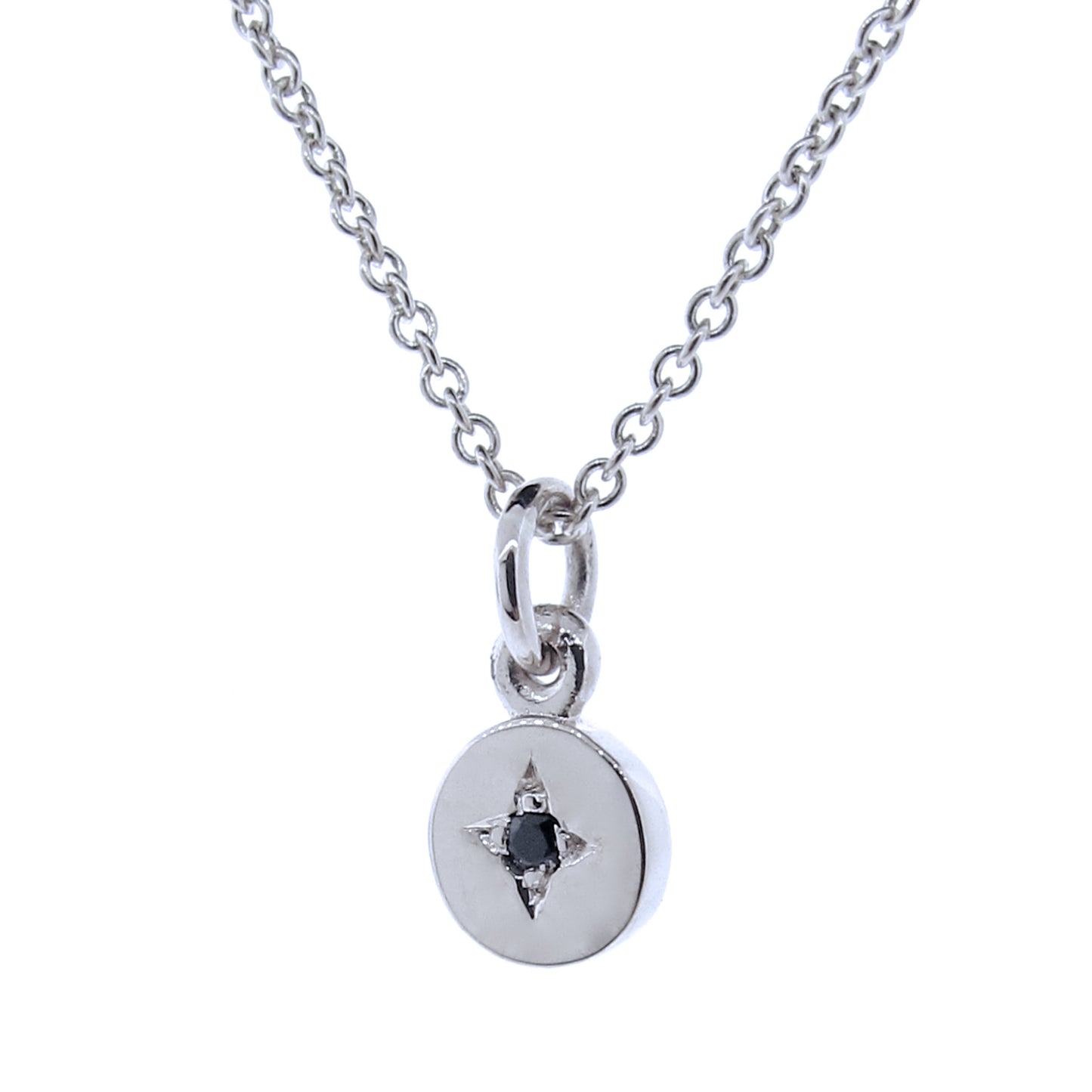 Silver Small Black Spinel Eclipse Pendant