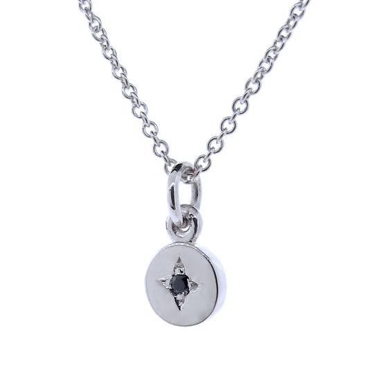 Silver Small Black Spinel Eclipse Pendant
