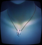 Rose Gold, diamond, Sapphire Silver '2 Finches' Necklace