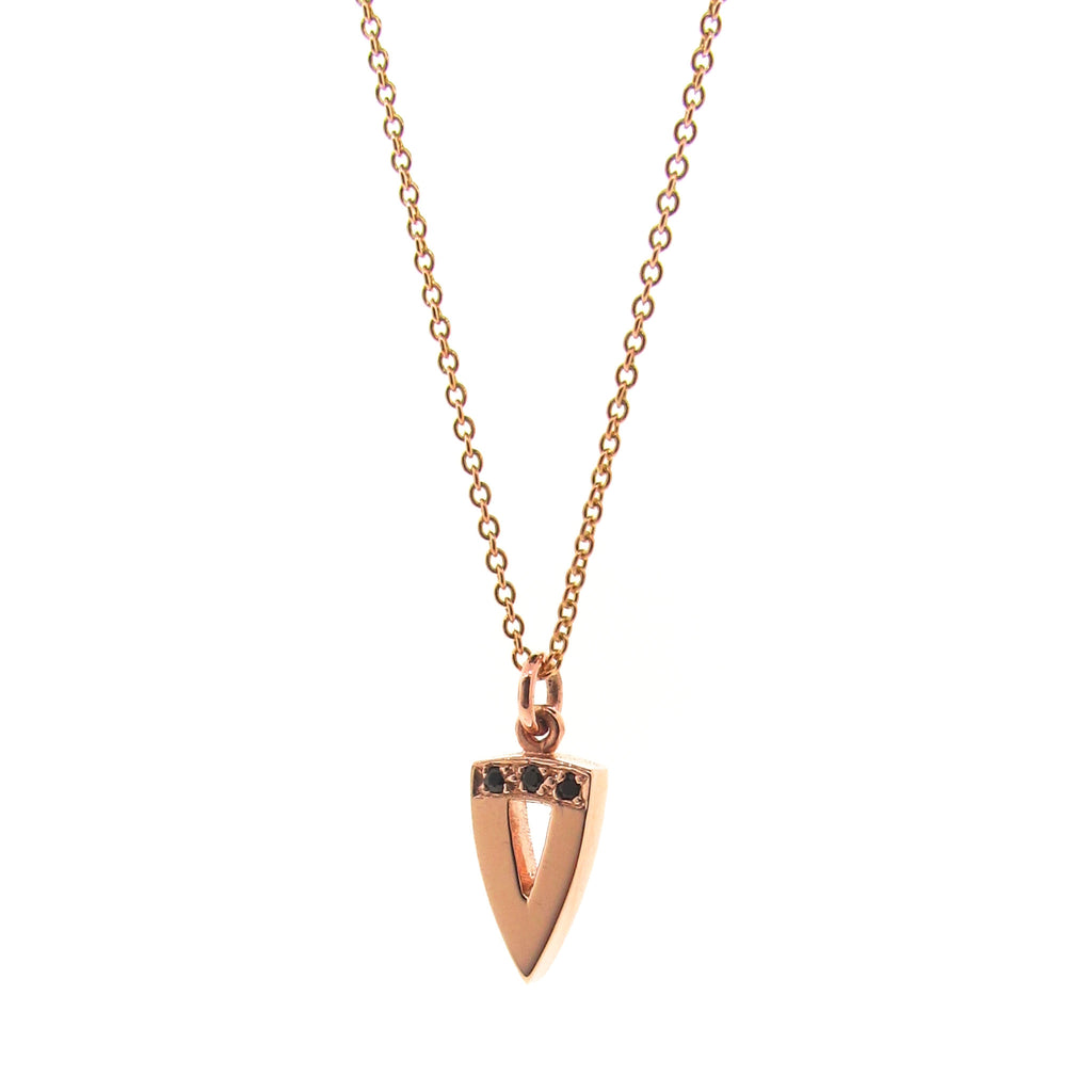 rose gold black spinel midi arrow head pendant