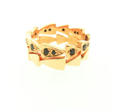 yellow gold black spinel chasing arrows stackable band
