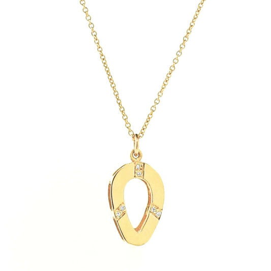 yellow gold diamond oval Halo diamond pendant