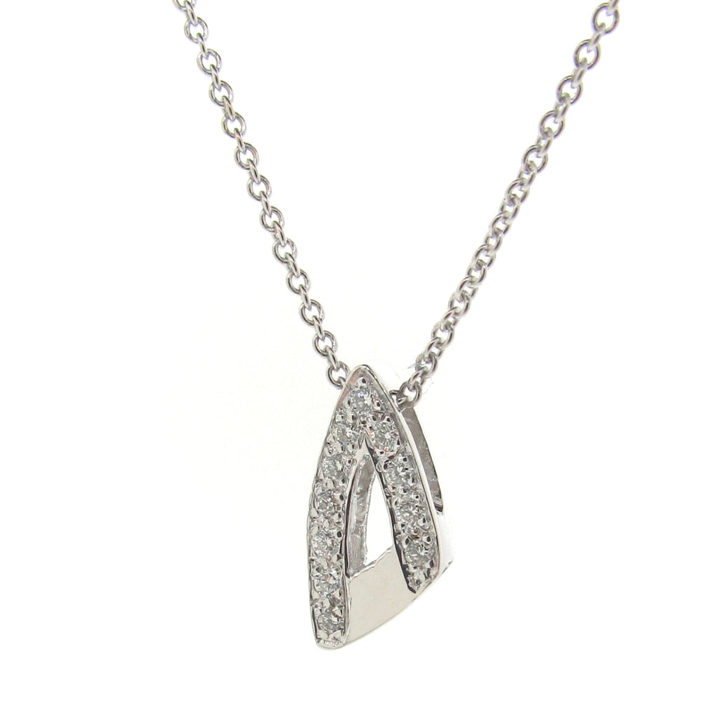 White Gold Small Travelling Arrow Head Diamond Pendant