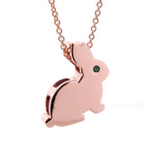 Rose Gold Pink Sapphire, Diamond or Emerald Big Bunny Pendant