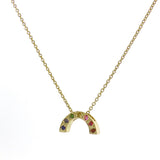 Yellow Gold stone set Baby Rainbow Pendant or necklace