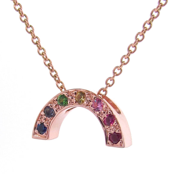 Rose Gold stone set Baby Rainbow Pendant or necklace