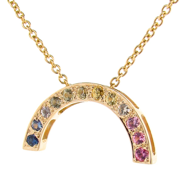 Yellow Gold Pastel Medium Rainbow Pendant or necklace