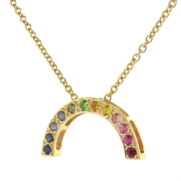 Yellow Gold Bright Medium Rainbow Pendant or necklace