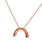 Rose Gold stone set Medium Rainbow Pendant or necklace