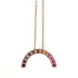 Rose Gold stone set Medium Rainbow Pendant or necklace