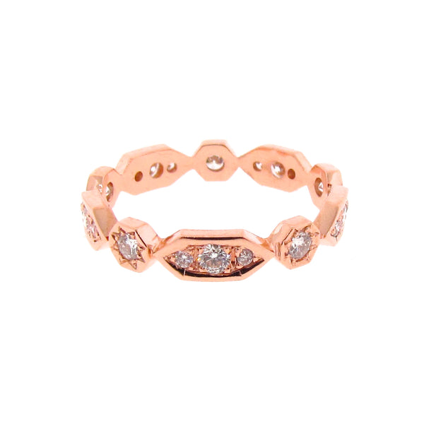 rose gold diamond Art Deco stackable band
