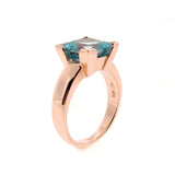 Rose Gold Blue Topaz Princess cut Ring