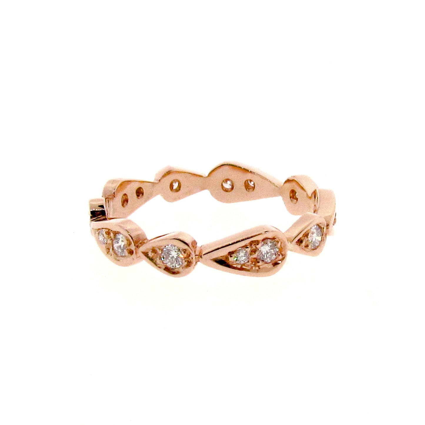 rose gold diamond chasing droplets stackable band