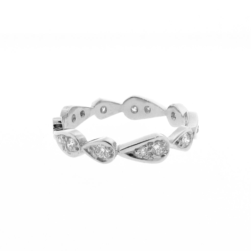 white gold diamond chasing droplets stackable band