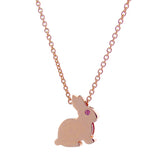 Rose Gold Pink Sapphire, Diamond or Emerald Big Bunny Pendant