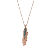 Rose Gold Turquoise Feather Pendant