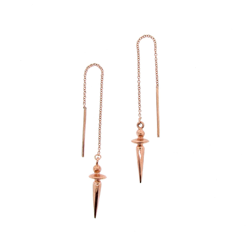 rose gold pendulum thread through earrings