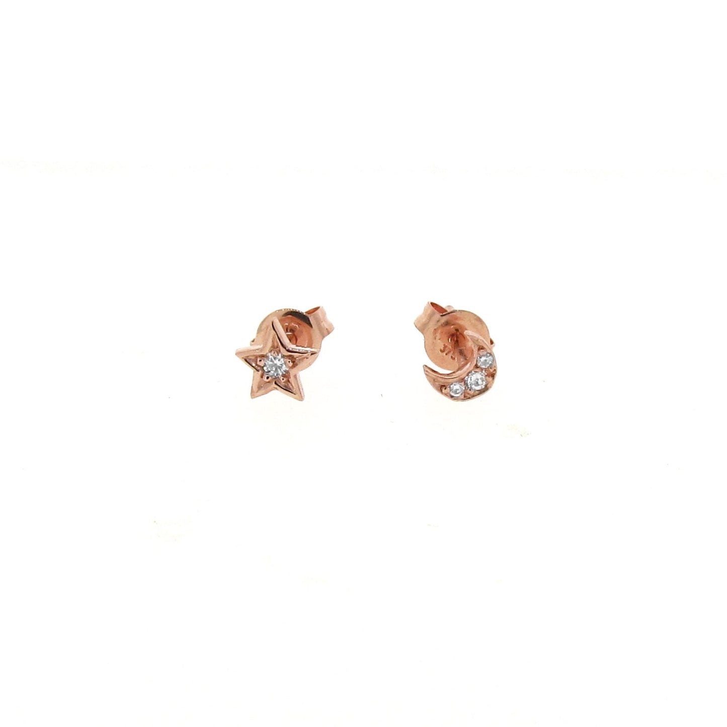 rose gold diamond mini - moon or star stud