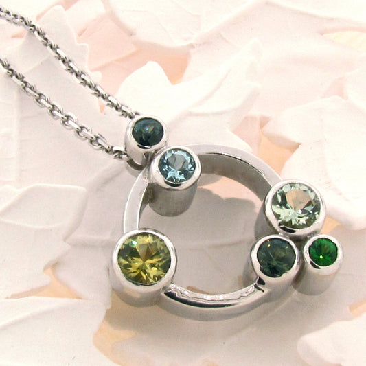 White Gold Forrest & Sea Bubble Necklace