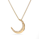 Large Yellow Gold Diamond Moon & 2 Stars Necklace